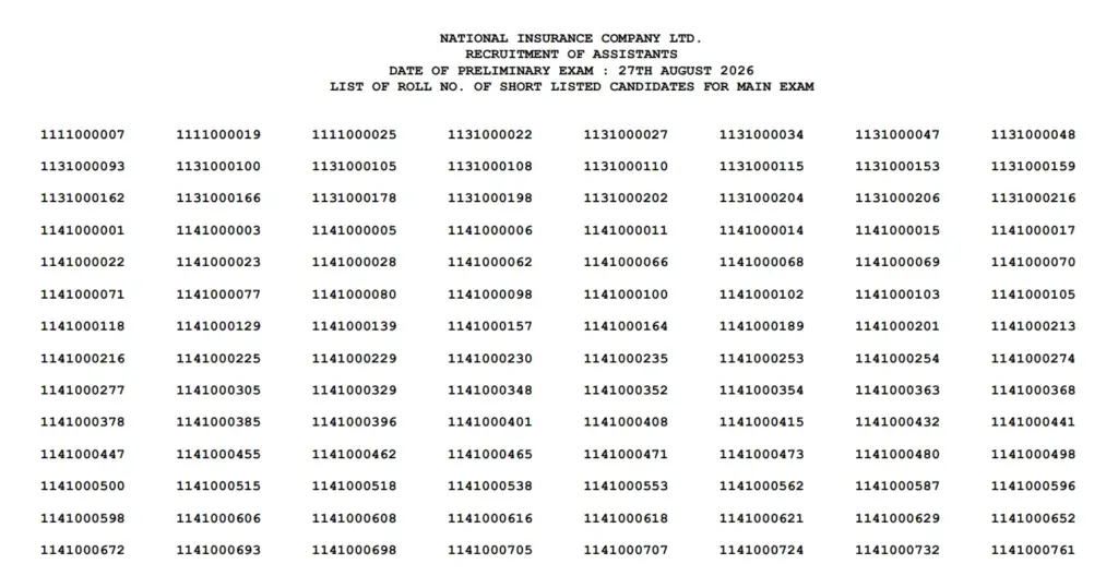 NICL Assistant Prelims Result 2026 Out, Download Merit List PDF 1 NICL Assistant Prelims Result 2026 Out, Download Merit List PDF