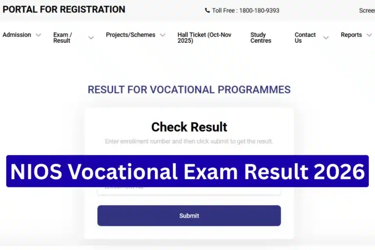 NIOS Vocational Result 2026 Out at voc.nios.ac.in, Scorecard Download Link Active 29 NIOS Vocational Exam Result 2026