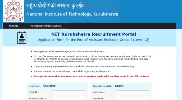 NIT Kurukshetra Faculty Online Registration 2025-26 Window Reopen, Apply By 6 March 37 NIT Kurukshetra Faculty Online Registration 2025-26