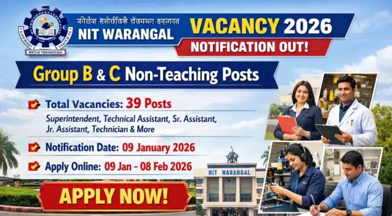 NIT Warangal Vacancy 2026 Notification OUT for Group B and C Non Teaching Posts 29 NIT Warangal Vacancy 2026 Notification OUT for Group B and C Non Teaching Posts