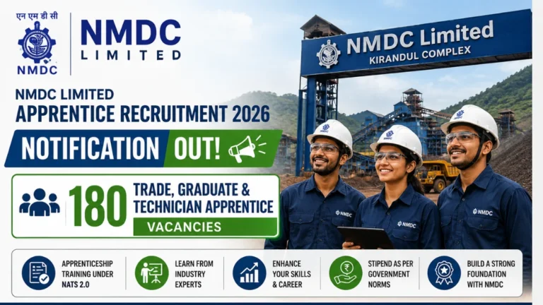 NMDC Limited Apprentice Recruitment 2026 Notification OUT for 180 Trade, Graduate & Technician Apprentice Vacancies 36 NMDC Limited Apprentice Recruitment 2026