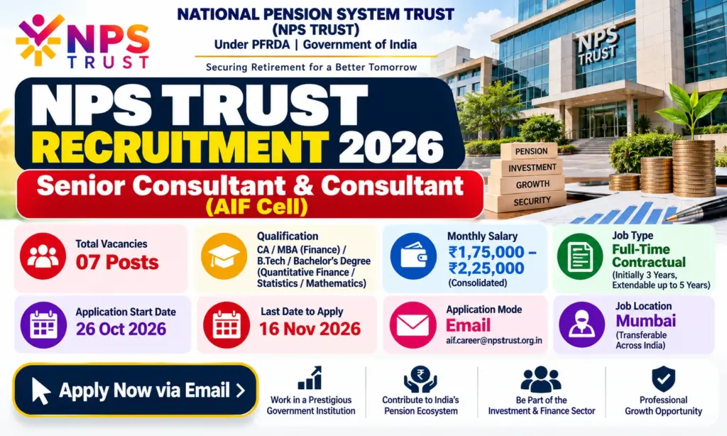 NPS Trust Recruitment 2026: Apply for Senior Consultant and Consultant Posts 1 NPS Trust Recruitment 2026: Apply for Senior Consultant and Consultant Posts