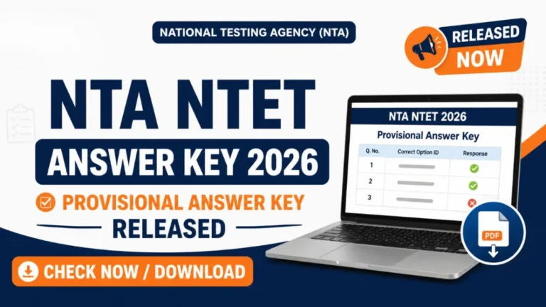 NTET Answer Key 2026 OUT, Direct National Teachers Eligibility Test Official Answer Key Link Active 14 NTET Answer Key