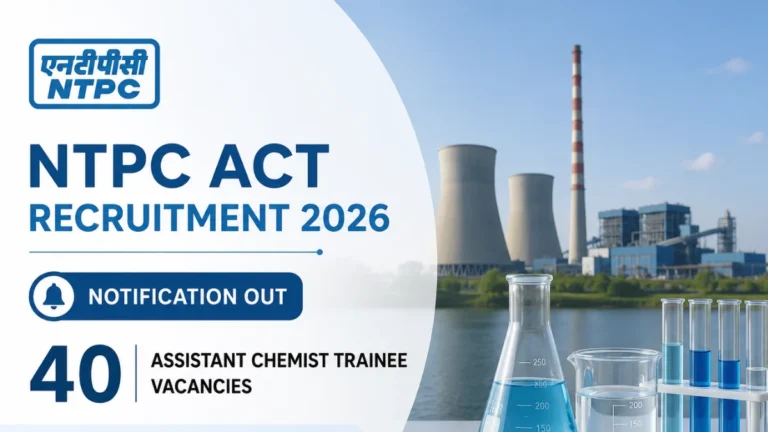 NTPC ACT Recruitment 2026, Notification Out for 40 Assistant Chemist Trainee Vacancies 13 NTPC ACT Recruitment 2026