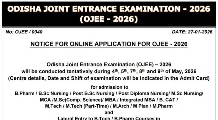 OJEE 2026 Online Registration Begins 28th January for Pharmacy, MBA, M.Tech & Other Courses Admission 2 OJEE 2026