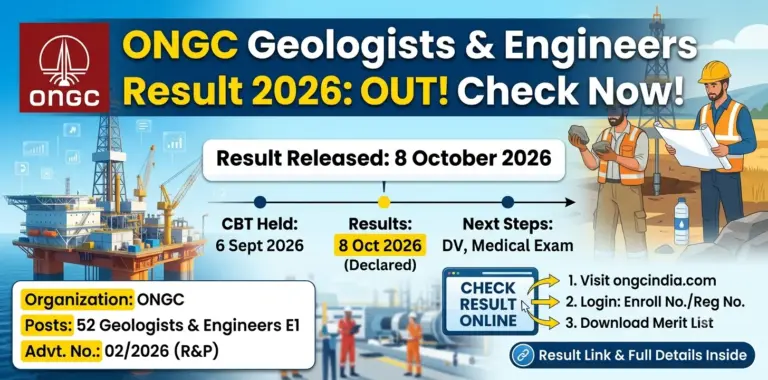 ONGC Geologists & Engineers Result 2026: Result & Merit List Online Checking Process 3 ONGC Geologists & Engineers Result 2026 Result & Merit List Online Checking Process