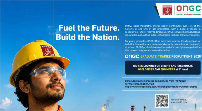 ONGC Graduate Trainee Recruitment 2026 for Geologists and Engineers 52 Vacancies, Apply Online Begins at ongcindia.com 24 ONGC Graduate Trainee Recruitment 2026, Notification Out for Geologists and Engineers Vacancies