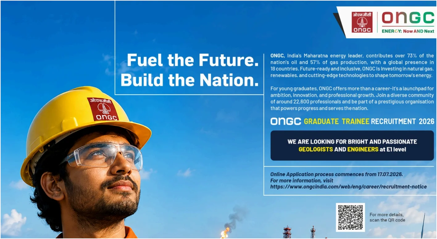 Graduafe ONGC Graduate Trainee Recruitment 2026 for Geologists and Engineers 52 ...
