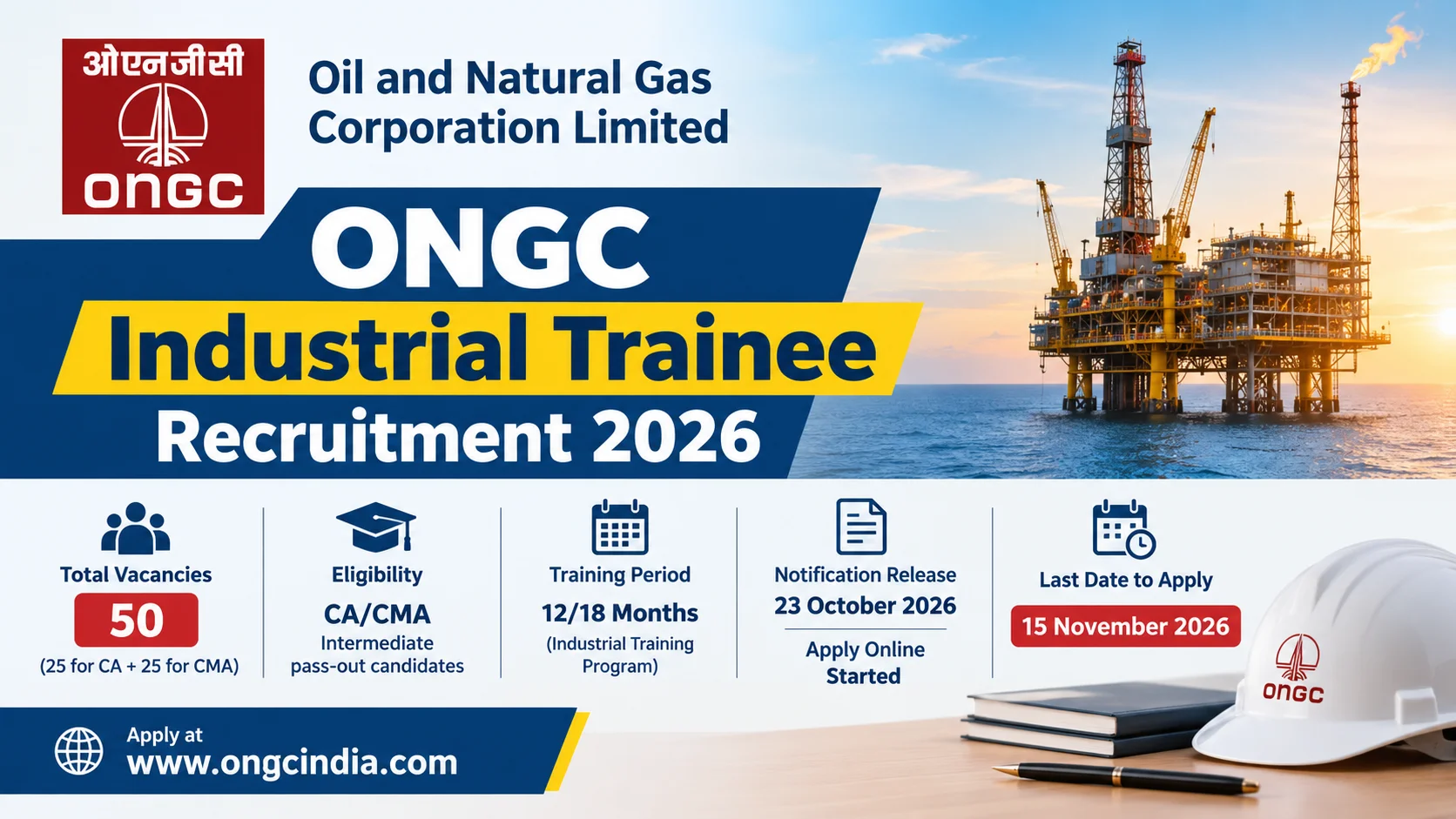 ONGC Industrial Trainee Recruitment 2026 Notification Out for 50 Posts ...