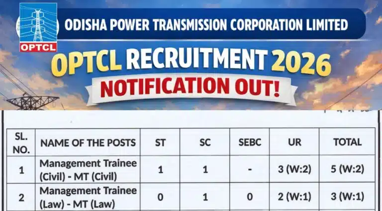 OPTCL Recruitment 2026 Apply Online Begins for Management Trainee, Office Assistant and more Posts 15 OPTCL Recruitment 2026 Notification Out for Management Trainee, Office Assistant and more Posts