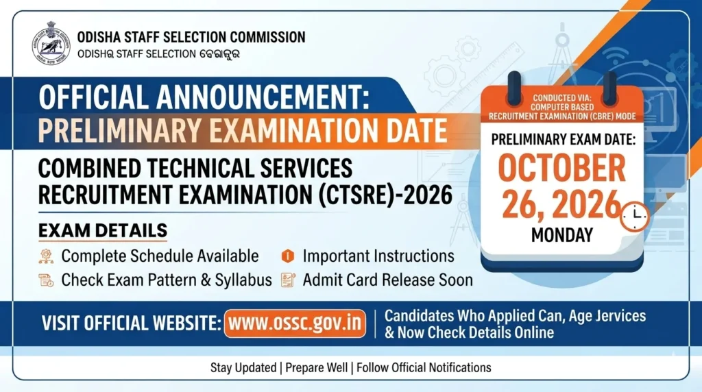 OSSC CTS Prelims Exam Date 2026 Out, Check Exam Pattern & Admit Card Details 1 OSSC CTS Prelims Exam Date 2026 Out