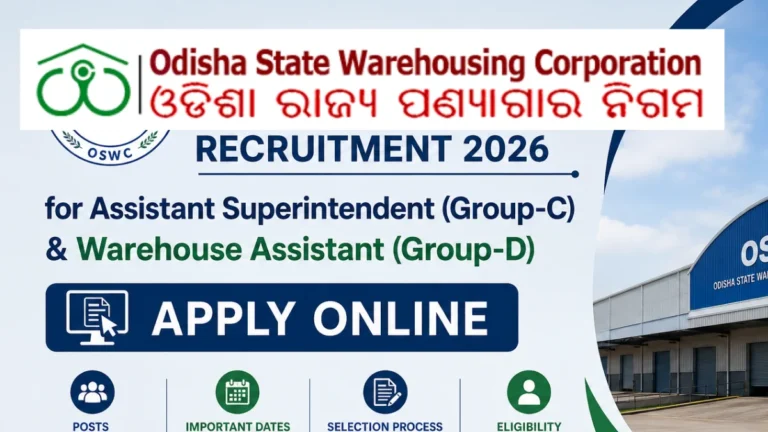 OSWC Recruitment 2026 Notification Out for 30 Assistant Superintendent & Warehouse Assistant Posts 18 OSWC Recruitment 2026 Notification Out for 30 Assistant Superintendent & Warehouse Assistant Posts