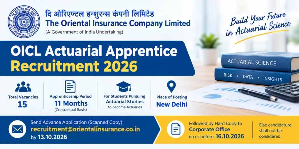 Oriental Insurance Company OICL Actuarial Apprentice Recruitment 2026, Apply Online 1 Oriental Insurance Company OICL Actuarial Apprentice Recruitment 2026, Apply Online