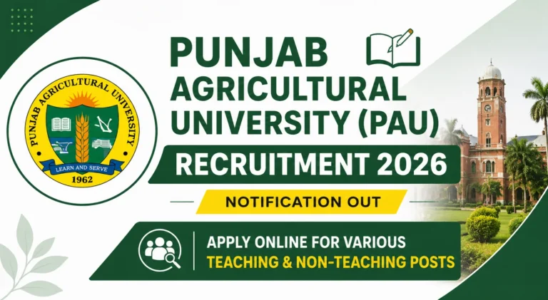 PAU Recruitment 2026 Notification Out, Apply Online For Various Teaching & Non-Teaching Posts 19 PAU Teaching & Non-Teaching Recruitment 2026