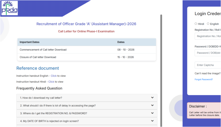 PFRDA Grade A Prelims Admit Card 2026 Out: Assistant Manager Direct Download Link, Exam Day Guidelines & Phase 1 Details 2 PFRDA Grade A Prelims Admit Card 2026 Out Direct Download Link, Exam Day Guidelines & Phase 1 Details