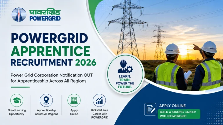 POWERGRID Apprentice Recruitment 2026 Out (270 Vacancies), Apply Online Begins 8 POWERGRID Apprentice Recruitment 2026 Out (270+ Vacancies), Apply Online From 25 Aug