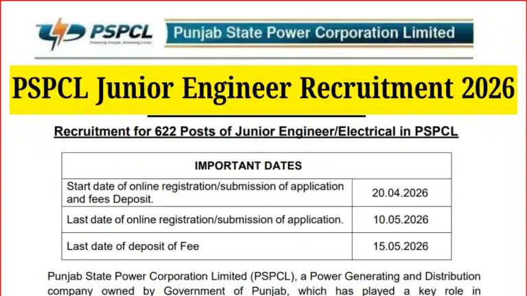 PSPCL JE Recruitment 2026 Notification Out for 622 Junior Engineer (Electrical) Posts 5 PSPCL JE Recruitment 2026