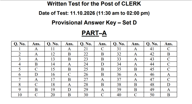 PSSSB Clerk Answer Key 2026 Out: Download Set A, B, C, D PDF and Raise Objections 4 PSSSB Clerk Answer Key 2026