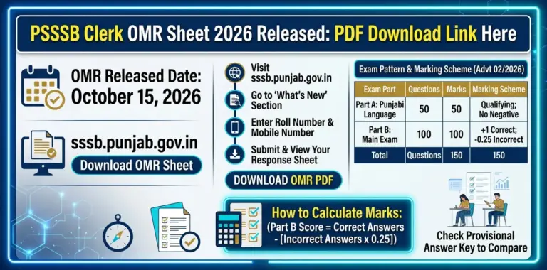 PSSSB Clerk OMR Sheet 2026 Released: PDF Download Link Here 13 PSSSB Clerk OMR Sheet 2026 Released PDF Download Link Here