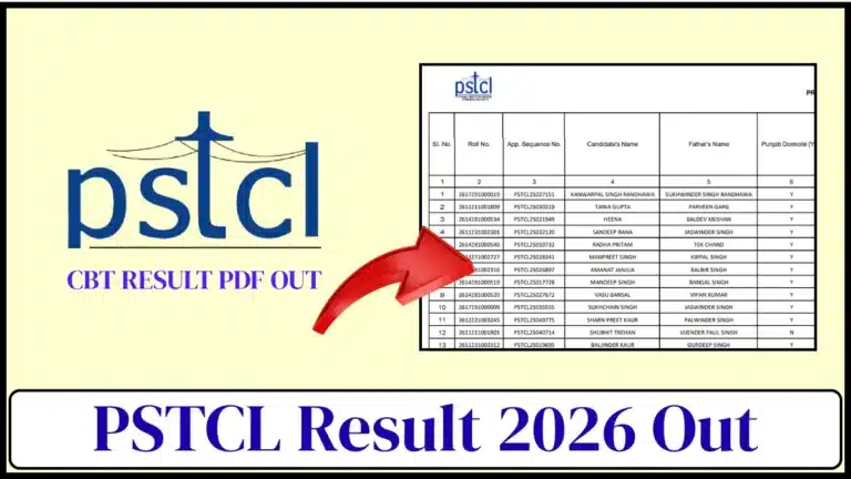 PSTCL Result 2026 Out @pstcl.org, Direct Download Links for AE, JE, Clerk & Other Posts Merit List PDFs 13 PSTCL Result 2026 Out