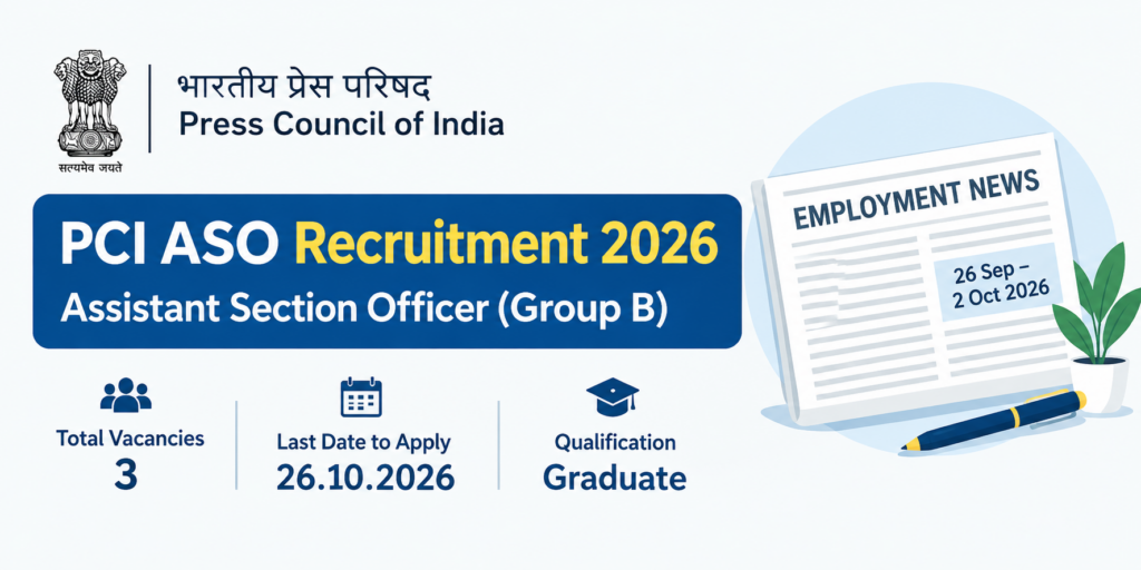 Press Council of India ASO Recruitment 2026 Notification Out, Apply Offline for Assistant Section Officer posts 1 Press Council of India ASO Recruitment 2026 Notification Out, Apply Offline
