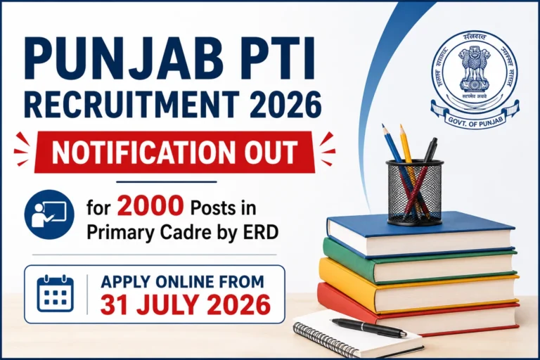 Punjab PTI Recruitment 2026 Notification Out @erd.punjab.gov.in, Apply Online For 2000 Primary Cadre Vacancies 15 Punjab PTI Recruitment 2026 Notification Out for 2000 Primary Cadre Vacancies