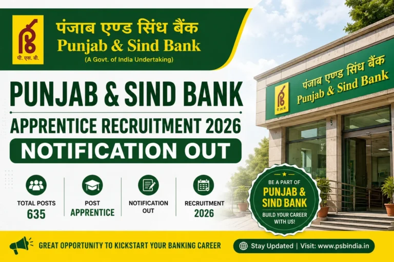 Punjab & Sind Bank Apprentice Recruitment 2026 Notification Out for 635 Posts 34 Punjab & Sind Bank Apprentice Recruitment 2026
