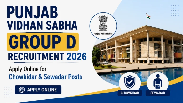 Punjab Vidhan Sabha Group D Recruitment 2026: Apply Online for Chowkidar & Sewadar Posts 28 Punjab Vidhan Sabha Group D Recruitment 2026 Apply Online for Chowkidar & Sewadar Posts
