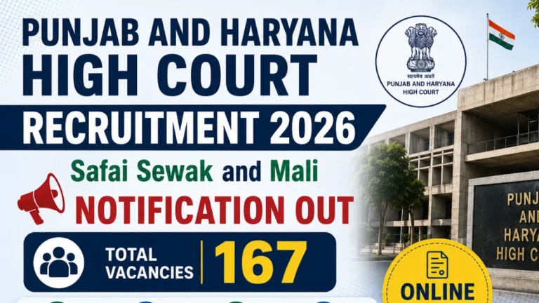 Punjab and Haryana High Court Recruitment 2026 for Safai Sewak and Mali Notification Out for 167 Vacancies, Online Form, Apply Link 28 Punjab and Haryana High Court Recruitment 2026 for Safai Sewak and Mali