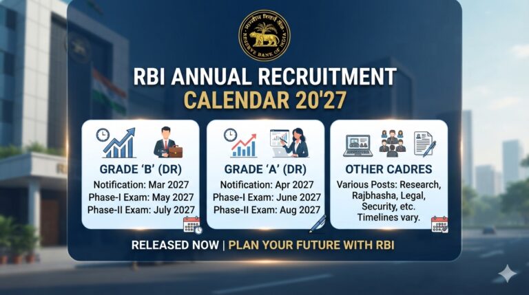 RBI Exam Calendar 2027 Released: Check Upcoming RBI Recruitment Notifications and Exam Schedule 12 RBI Exam Calendar 2027 Out Grade B, Grade A & Other Officer Exam Dates Released