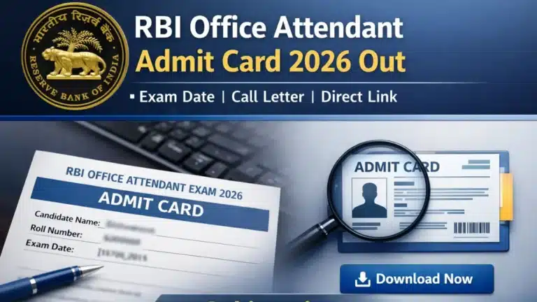 RBI Office Attendant Admit Card 2026 Out @rbi.org.in, Call Letter Direct Link ACTIVE 16 RBI Office Attendant Admit Card 2026