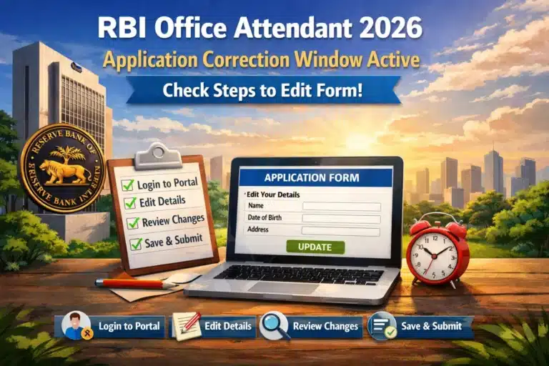 RBI Office Attendant Application Correction Window 2026 Active, Check Steps to Edit Form 5 RBI Office Attendant Application Correction Window 2026 Active