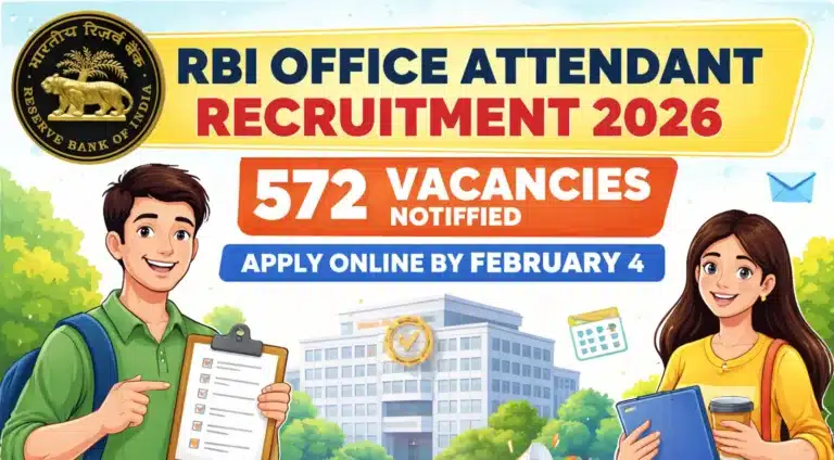 RBI Office Attendant Recruitment 2026 for 572 Vacancies Notified, Apply Online by February 4 30 RBI Office Attendant Recruitment 2026 for 572 Vacancies Notified, Apply Online by February 4