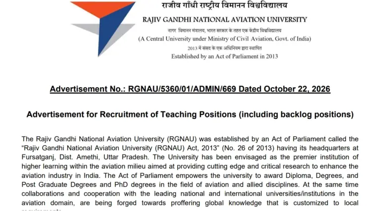 RGNAU Teaching Recruitment 2026 Notification Out for 32 Posts, Apply Online 12 RGNAU Teaching Recruitment 2026 Notification Out for 32 Posts, Apply Online