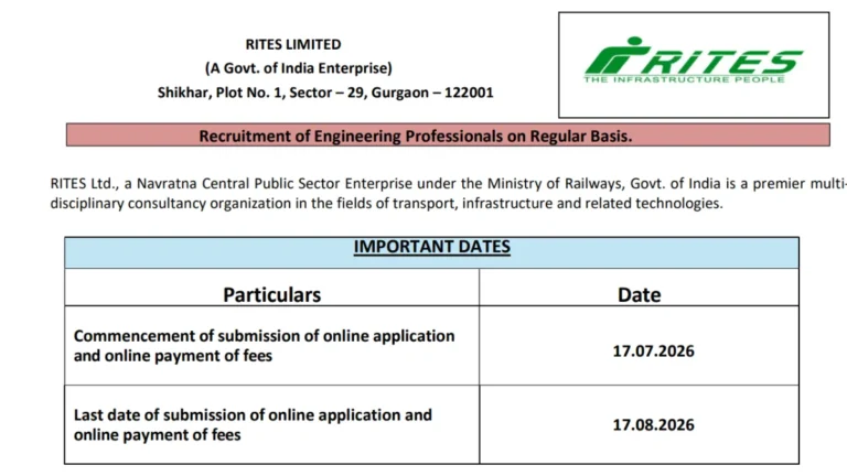 RITES Limited Recruitment 2026 Notification Out for Assistant Manager (Mechanical) Posts, Apply Online Begins 15 RITES Assistant Manager (Mechanical) Recruitment 2026