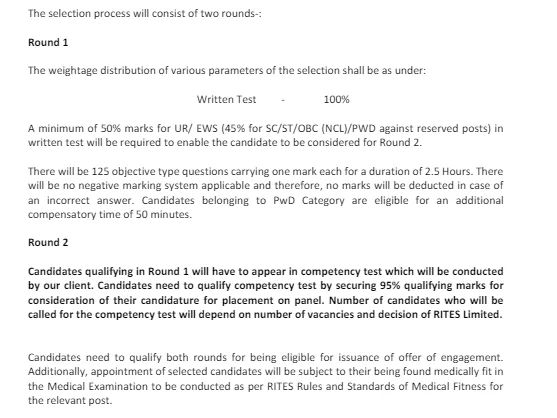 RITES Recruitment Selection Process