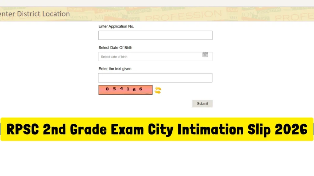 RPSC 2nd Grade Exam City Intimation Slip 2026 Out at recruitment.rajasthan.gov.in, Direct Exam City Link Active 1 RPSC 2nd Grade Exam City Intimation Slip 2026