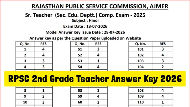 RPSC 2nd Grade Teacher Answer Key 2026 Out, Model Answer Key PDF Download Link Active 40 RPSC 2nd Grade Teacher Answer Key 2026 Out, Model Answer Key PDF Download Link Active