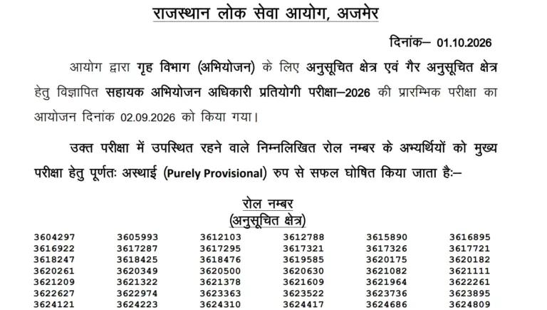 RPSC APO Result 2026 Out: Assistant Prosecution Officer Merit List PDF, Cut Off Marks & Main Exam Details 14 RPSC APO Result 2026 Out Assistant Prosecution Officer Merit List PDF, Cut Off Marks & Main Exam Details
