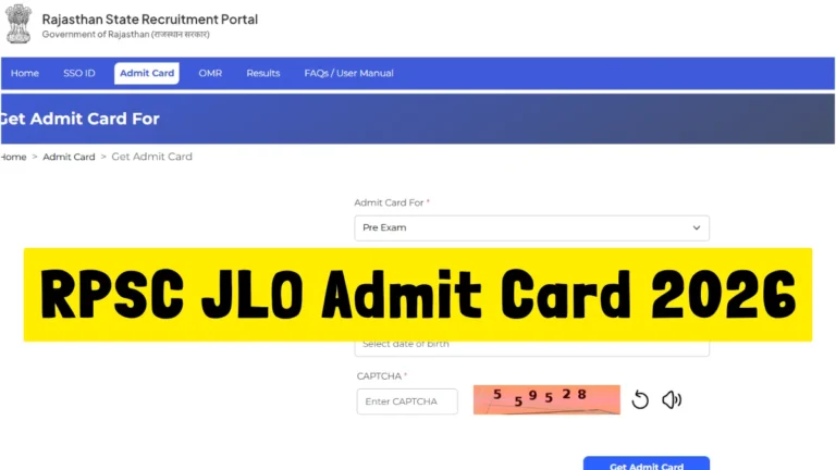 RPSC JLO Admit Card 2026 Out, Download Junior Legal Officer Hall Ticket Now 40 RPSC JLO Admit Card 2026
