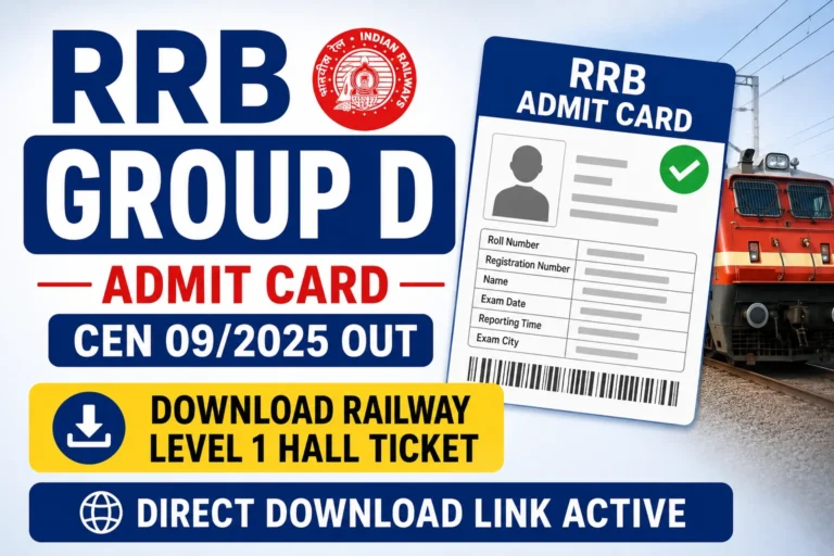 RRB Group D Admit Card CEN 09/2025 Out, Download Railway Level 1 Hall Ticket Direct Download Link Active 29 RRB Group D Admit Card CEN 092025 Out, Download Railway Level 1 Hall Ticket Direct Download Link Active