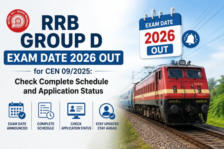 RRB Group D Application Status CEN 09/2025 OUT: Check Status Link Active 35 RRB Group D Exam Date 2026 Out for CEN 092025 Check Complete Schedule, Admit Card and Application Status