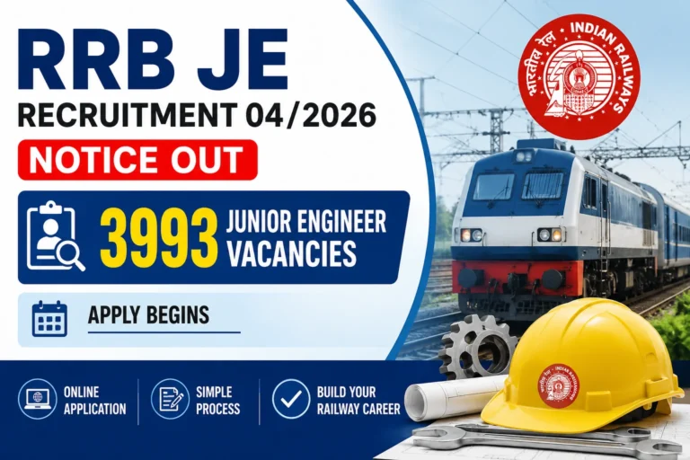 RRB JE Recruitment 04/2026 New Exam Date OUT for 4029 Junior Engineer Vacancies, Check Schedule 27 RRB JE Recruitment 042026 Notice Out for 3993 Junior Engineer Vacancies, Apply Begins