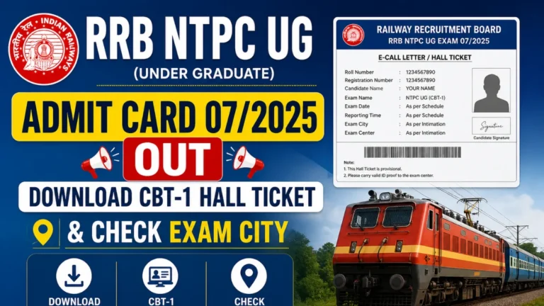 RRB NTPC Undergraduate Admit Card 07/2025 Out, Download UG CBT-1 Hall Ticket Link Active 2 RRB NTPC Undergraduate Admit Card 07/2025