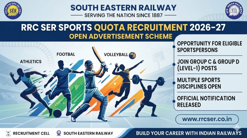 RRC SER Sports Quota Recruitment 2026: 54 Posts, Eligibility, Dates and Online Application 1 RRC SER Sports Quota Recruitment 2026 54 Posts, Eligibility, Dates and Online Application