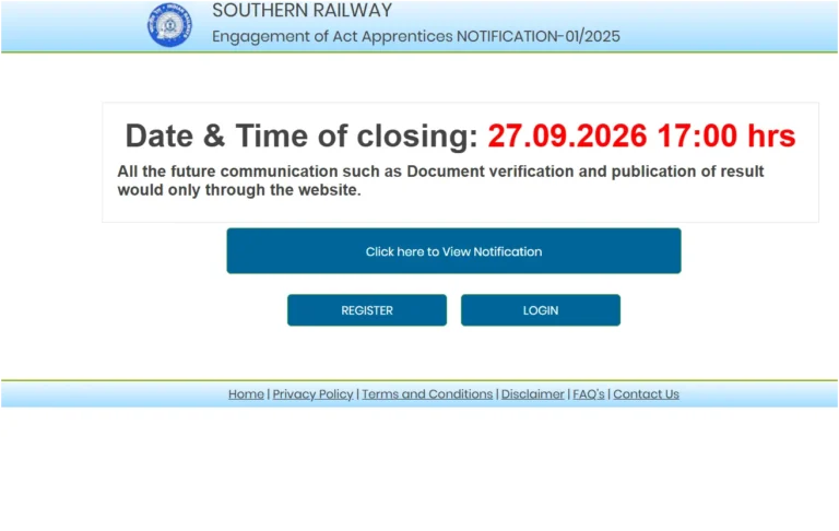 RRC Southern Railway Apprentice Recruitment 2026 Notification Out For 4,471 Posts, Apply Online 29 RRC Southern Railway Apprentice Recruitment 2026 Notification Out For 4,471 Posts, Apply Online