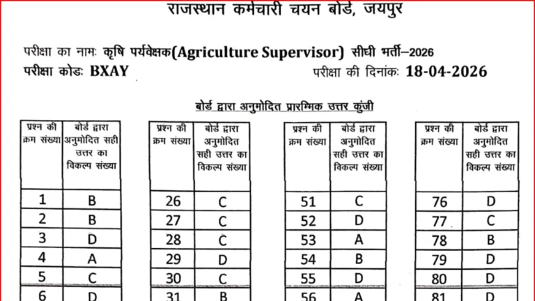 RSSB Agriculture Supervisor Answer Key 2026 OUT, Download Official Key PDF @rssb.rajasthan.gov.in 8 RSSB Agriculture Supervisor Answer Key 2026