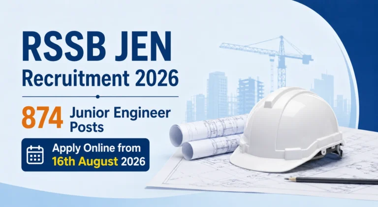 RSSB JEN Recruitment 2026 for 874 Junior Engineer Posts, Apply Online from 16th August 14 RSSB JEN Recruitment 2026 for 874 Junior Engineer Posts, Apply Online from 16th August