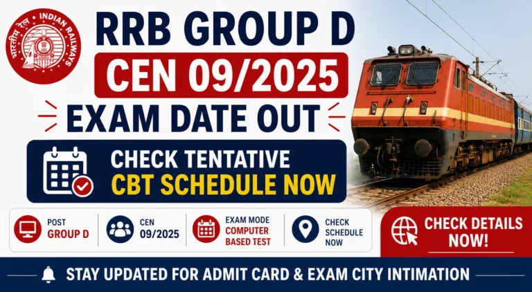 RRB Group D CEN 09/2025 Exam Date Revised, Check Tentative CBT Schedule Now 21 Railway RRB Group D CEN 092025 Exam Date Notice