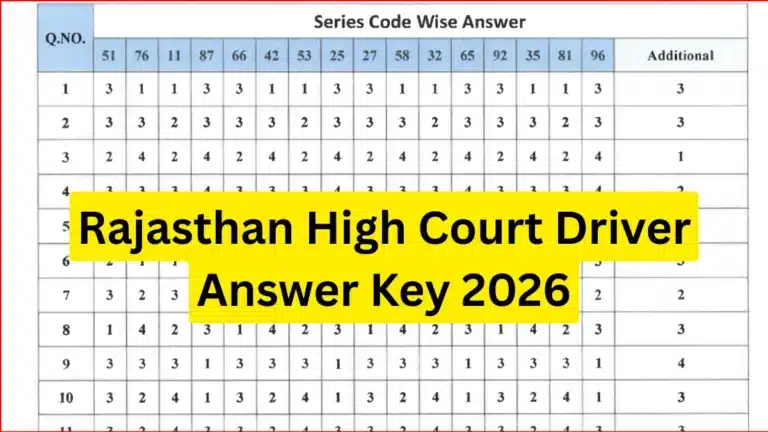 Rajasthan High Court Driver Answer Key 2026 Out, Download Official Answer Key PDF 10 Rajasthan High Court Driver Answer Key 2026